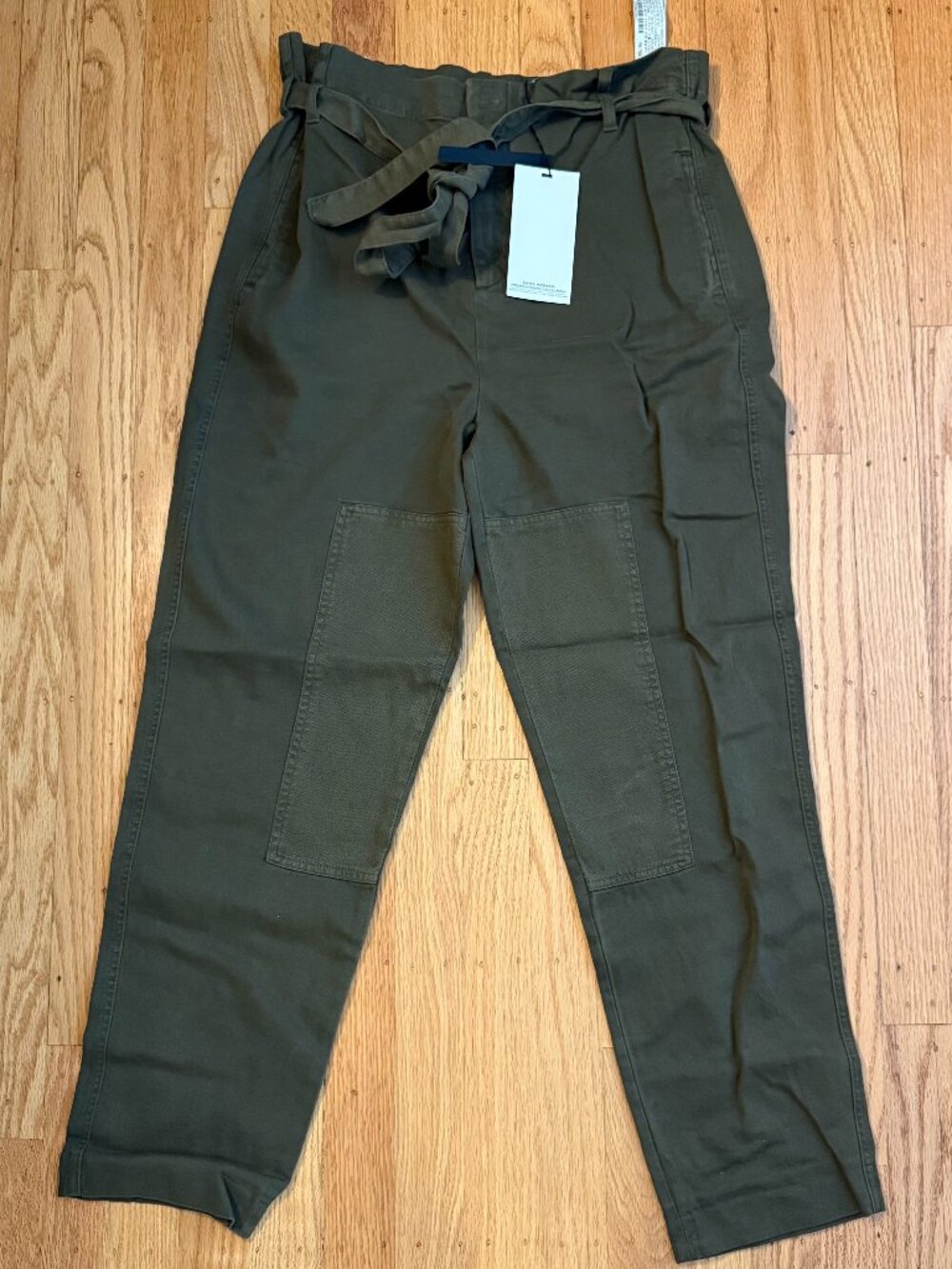 ZARA Olive Green High-Waist Paperbag Trousers XS - Picture 2 of 9